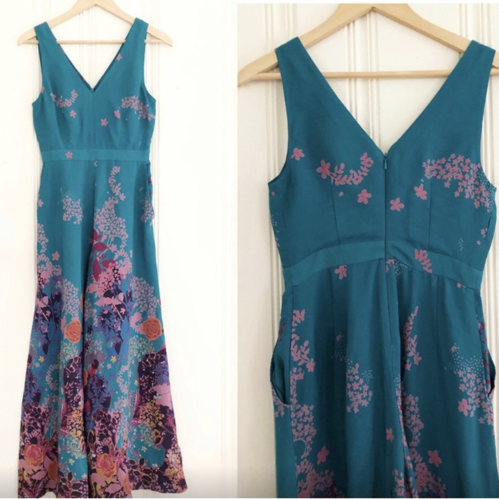 Anthropologie Maeve Andalusia Jumpsuit floral wide leg size 0